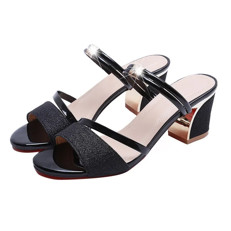 Heel Height 6cm Sandals Women Shoes Chunky Heels Square Heels