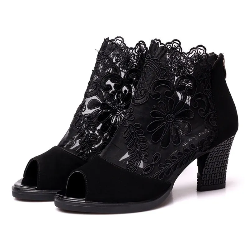Lace Pumps Heel Shoe 6cm