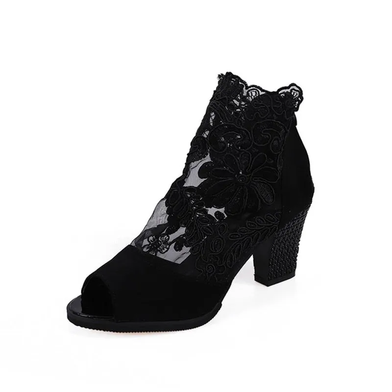 Lace Pumps Heel Shoe 6cm