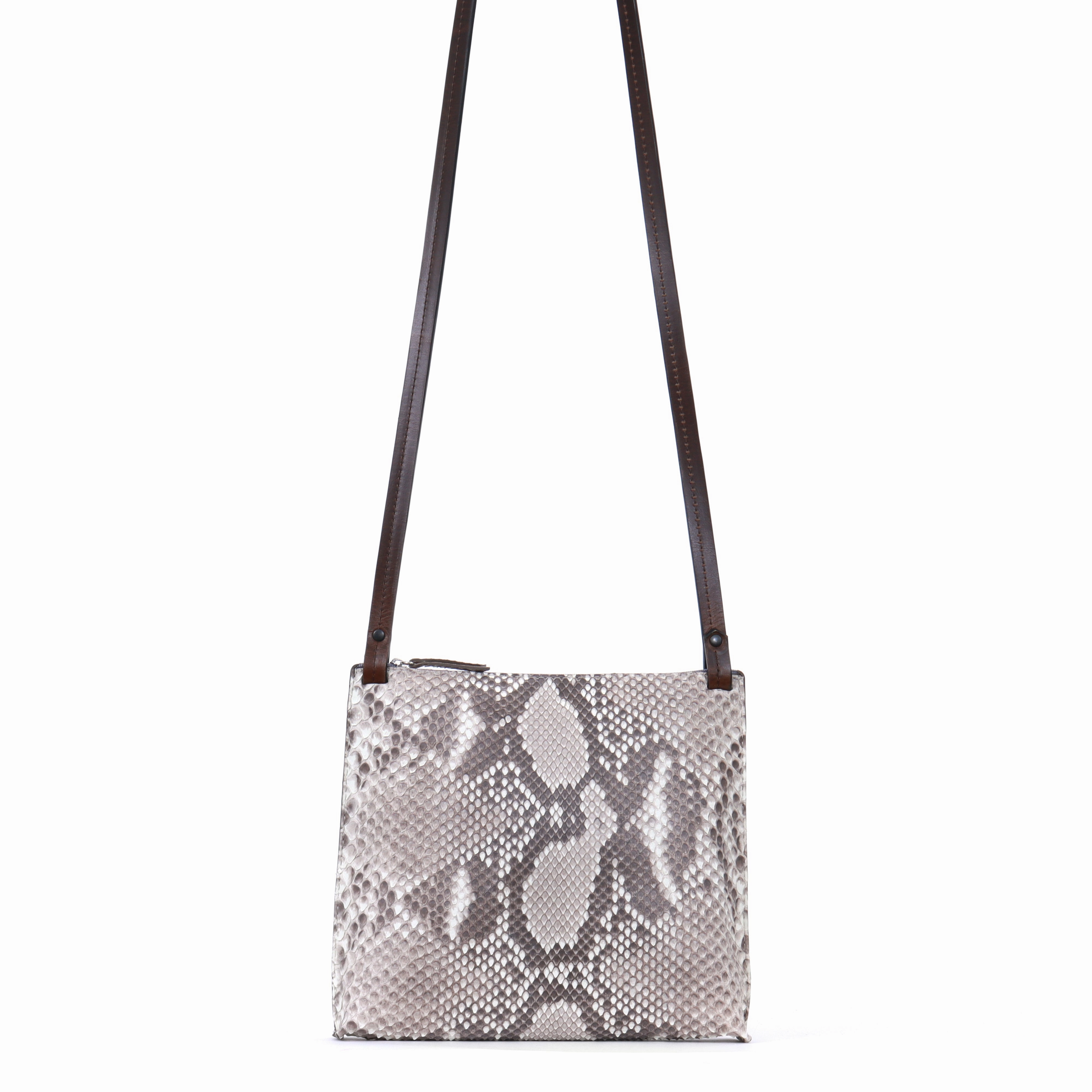 LARGE STRAPPY POUCH NATURAL PYTHON
