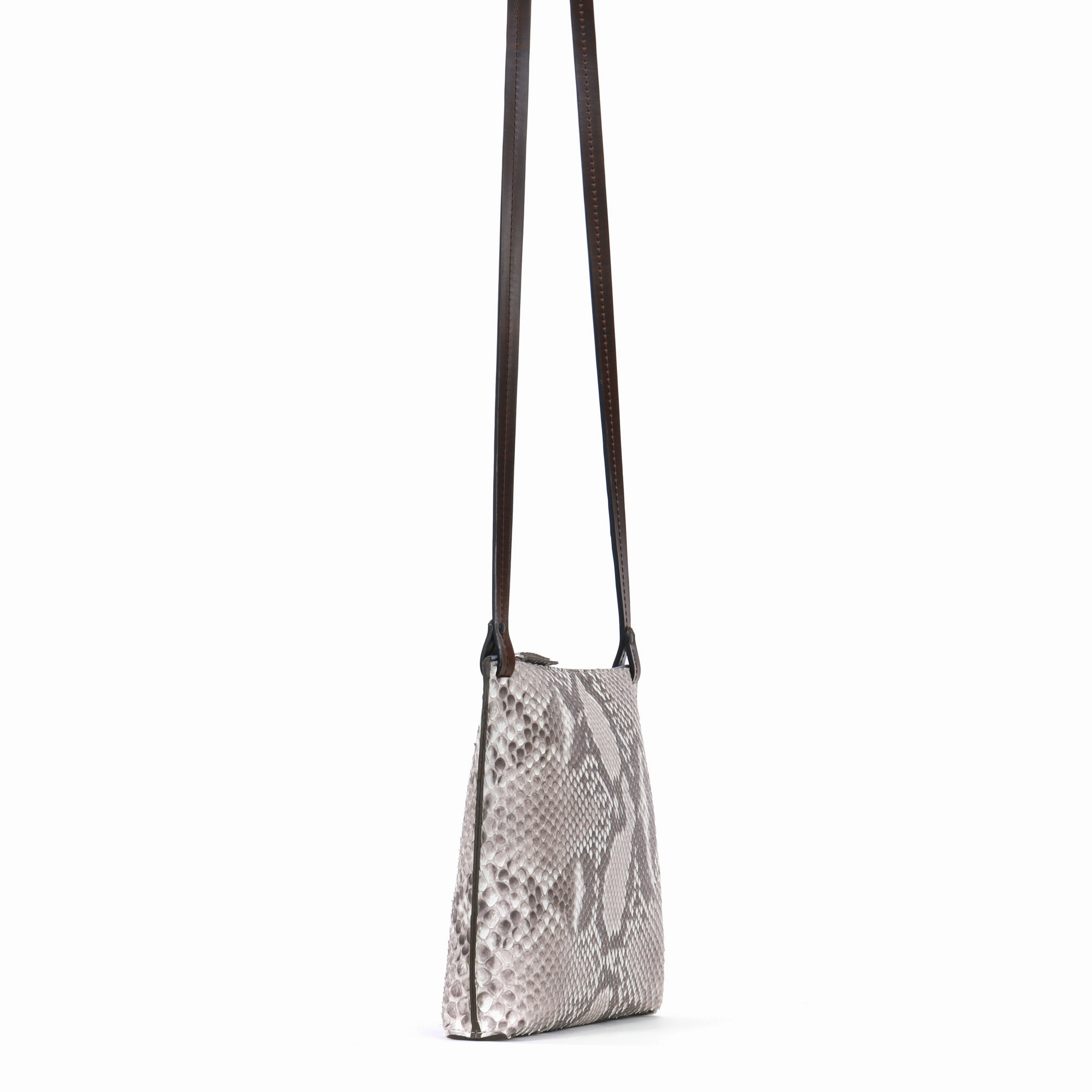 LARGE STRAPPY POUCH NATURAL PYTHON