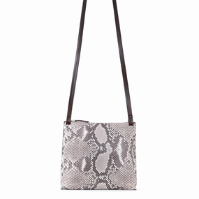 LARGE STRAPPY POUCH NATURAL PYTHON