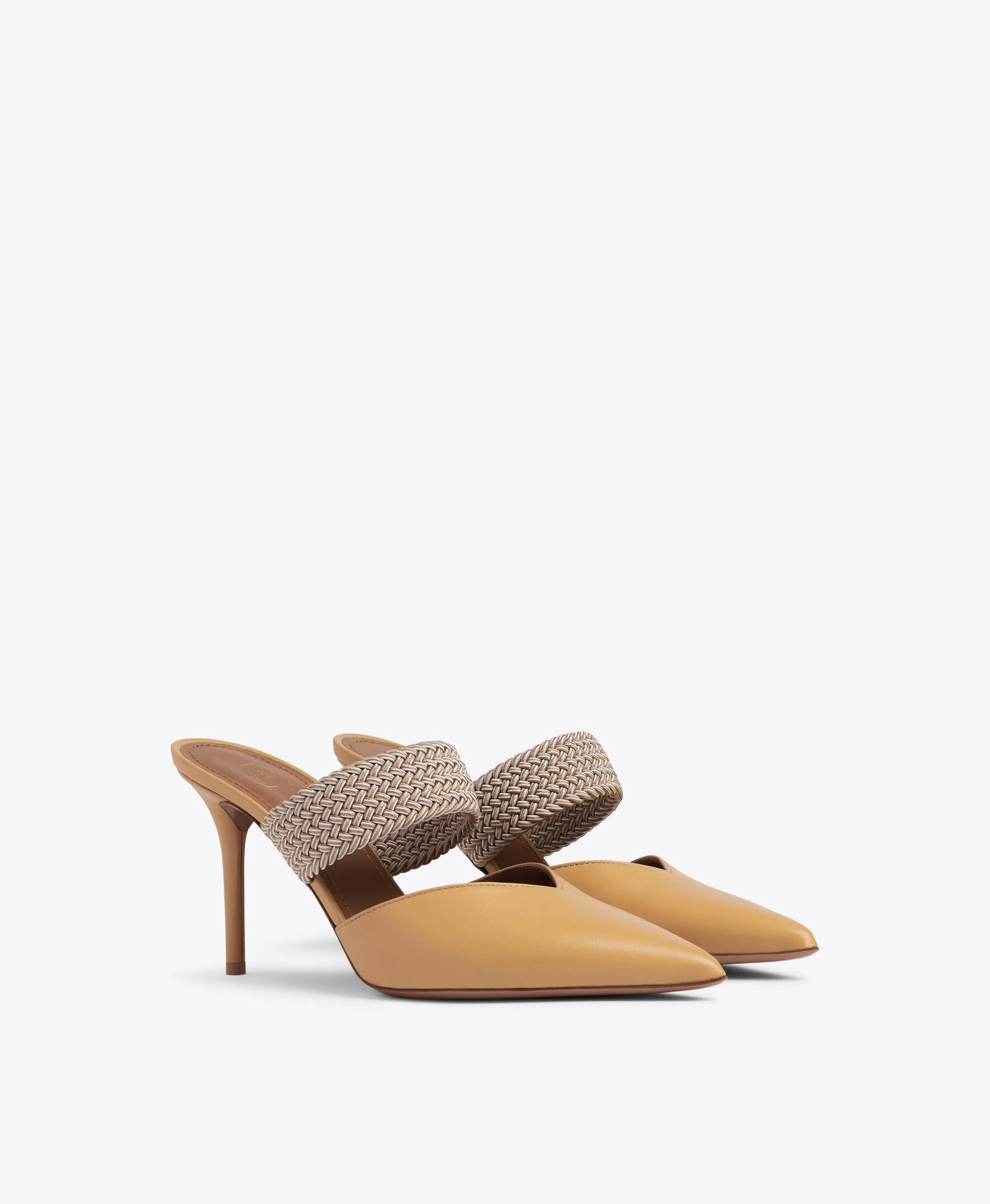 Maisie 85 Beige Leather Mules
