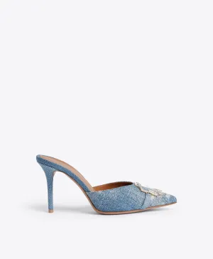 Missy 85 Blue Denim Heeled Mules