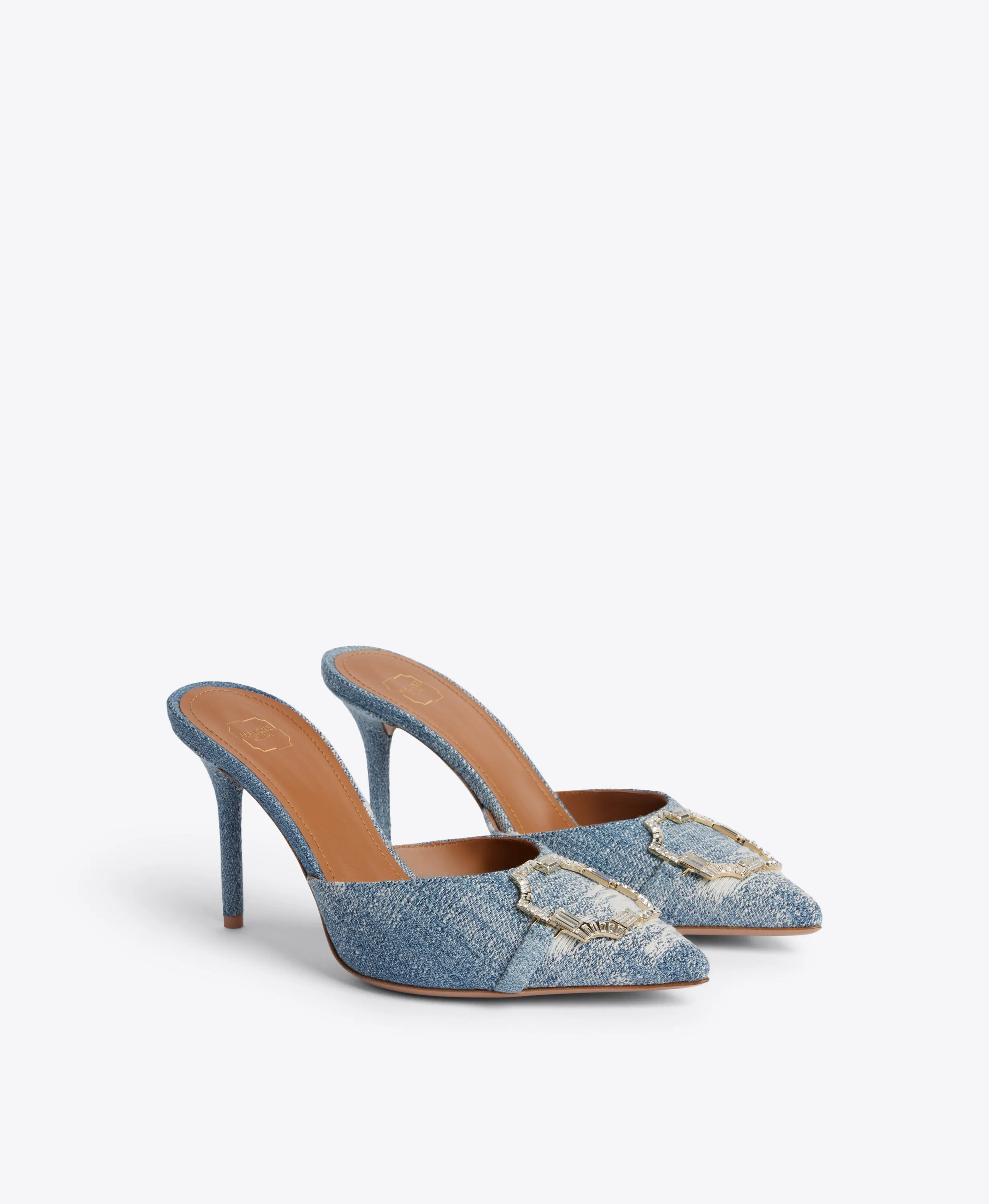 Missy 85 Blue Denim Heeled Mules