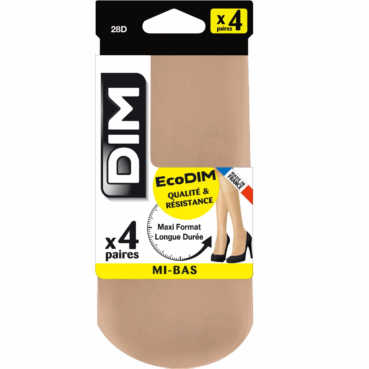 Pack of 4 EcoDIM semi-opaque 28D capri knee-highs