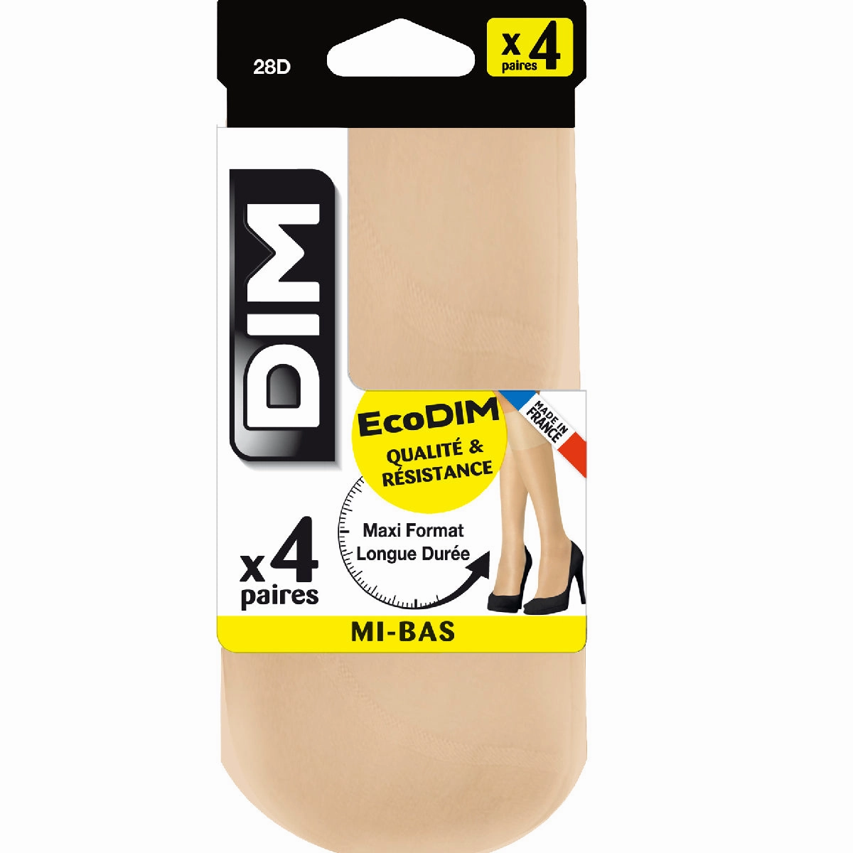 Pack of 4 semi-opaque 28D EcoDIM suede knee-highs