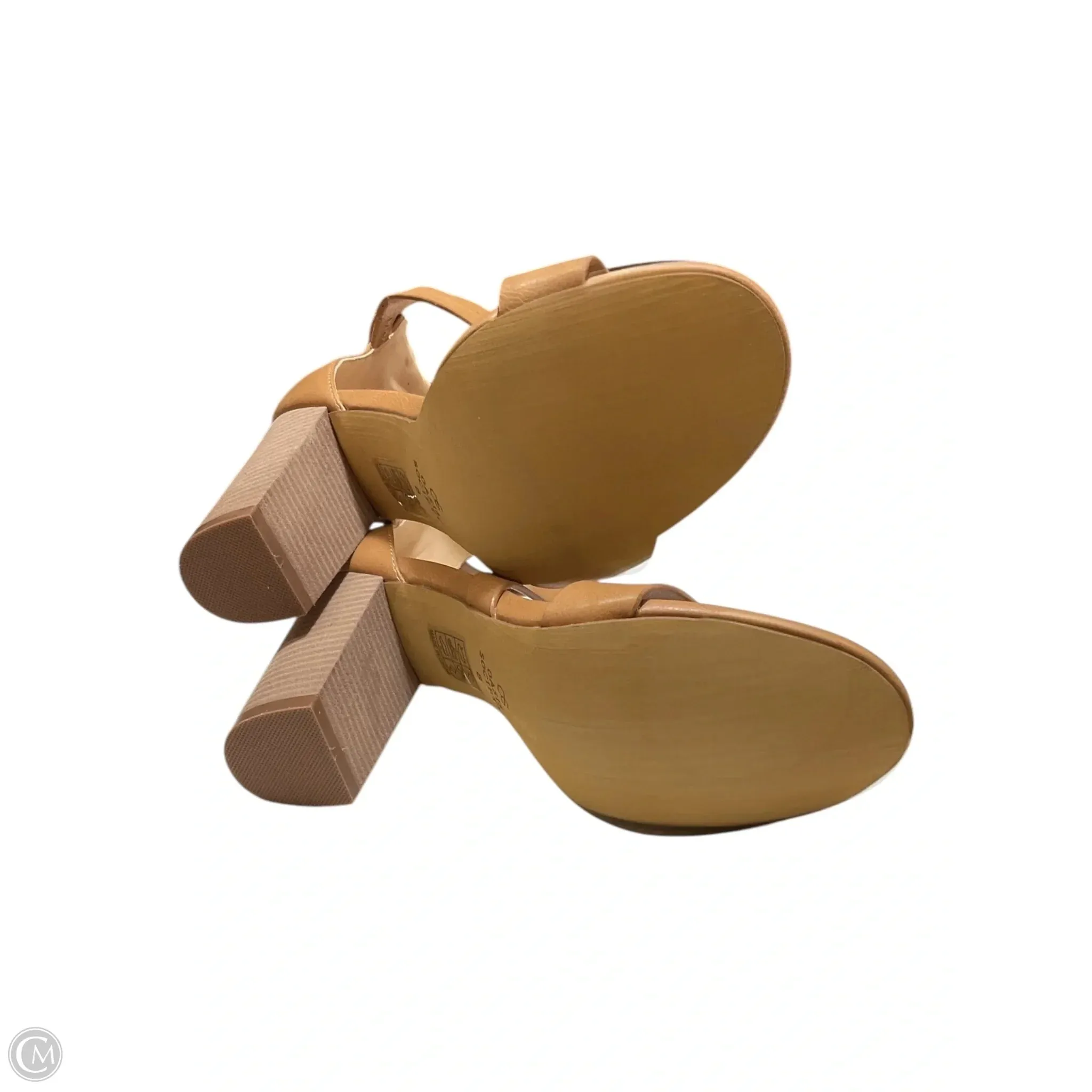 Sandals Heels Block By Clothes Mentor In Tan, Size: 8