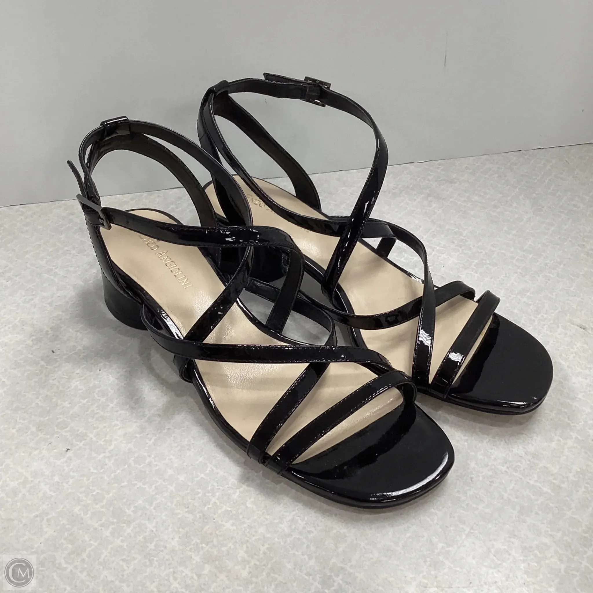 Sandals Heels Block By Enzo Angiolini In Black, Size: 7.5