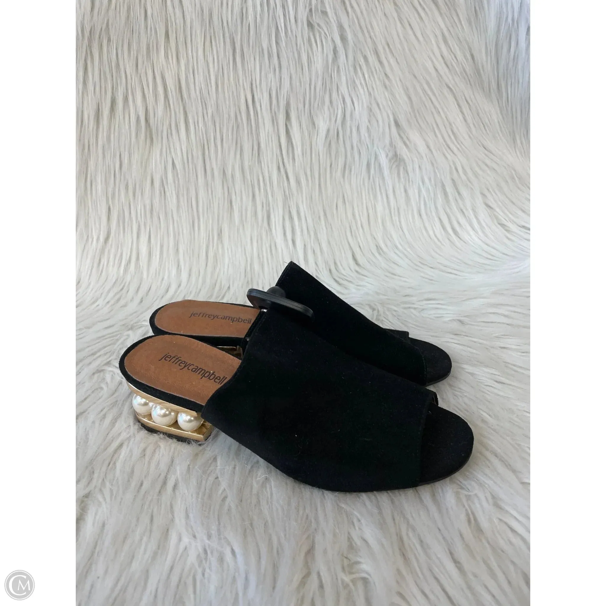 Sandals Heels Block By Jeffery Campbell In Black & Gold, Size: 6.5