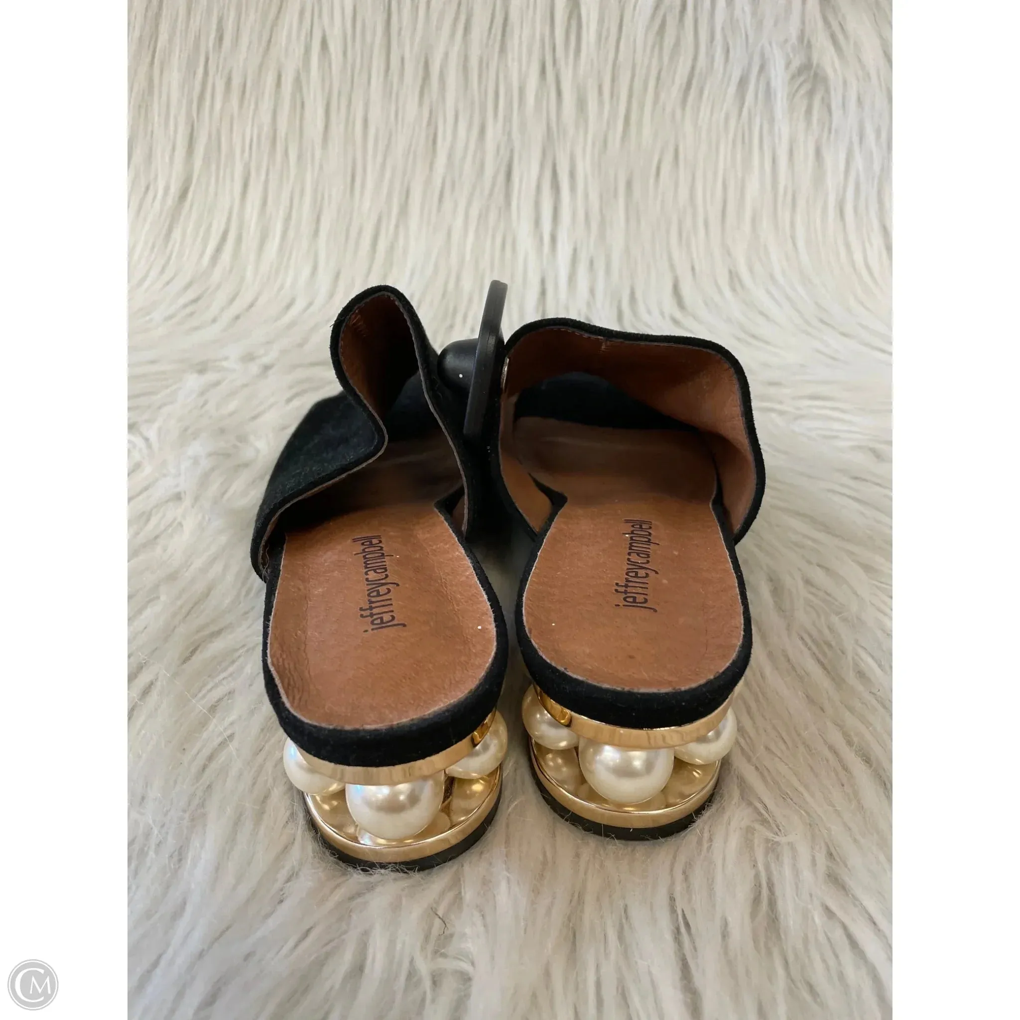 Sandals Heels Block By Jeffery Campbell In Black & Gold, Size: 6.5