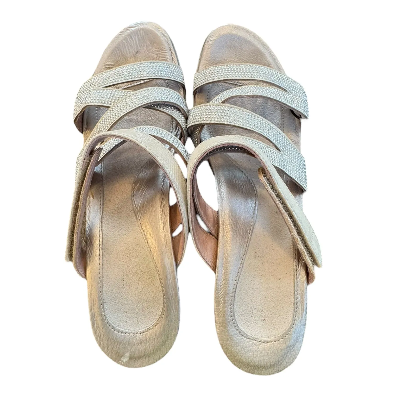 Sandals Heels Block By Naot In Beige, Size:7.5