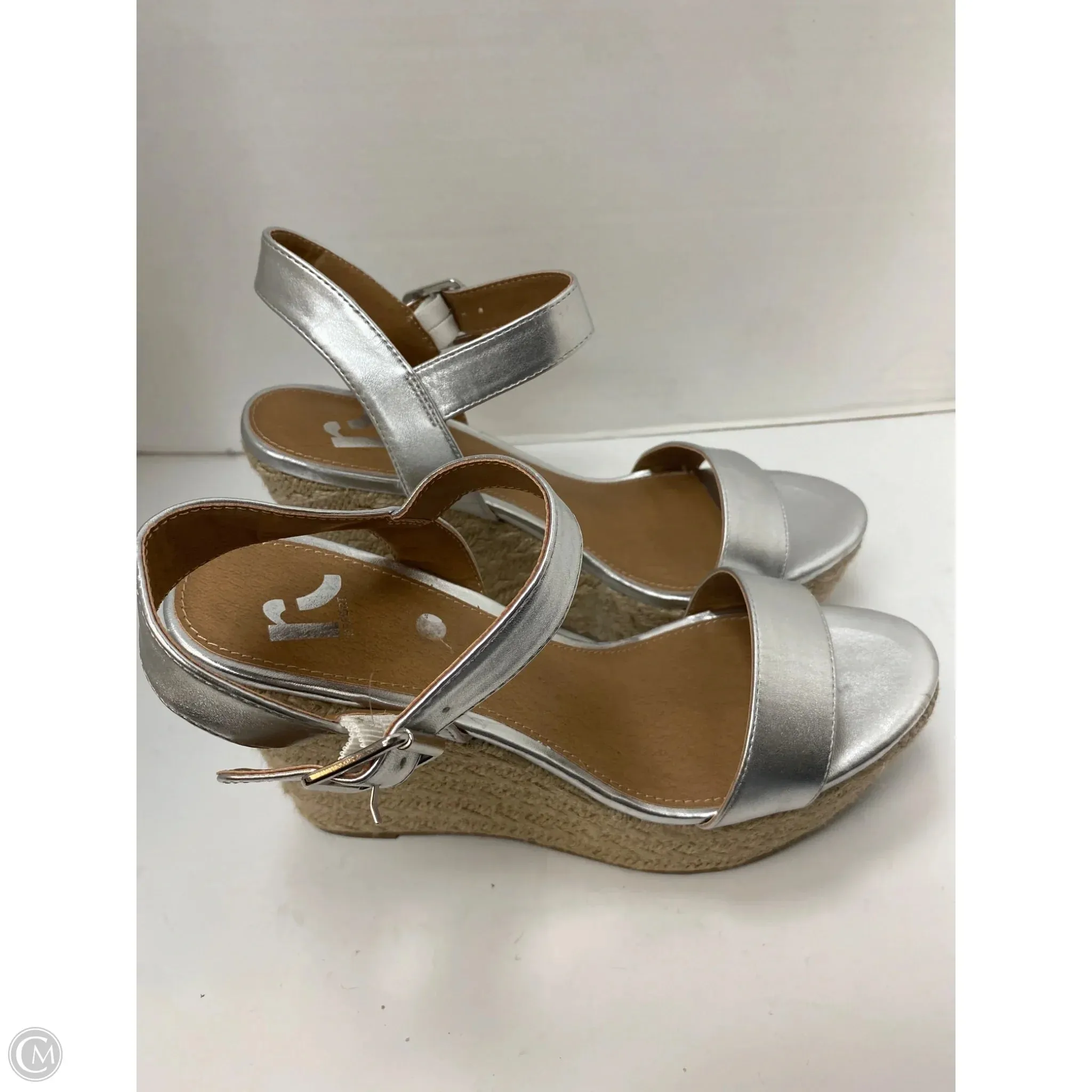 Sandals Heels Block By Report In Silver, Size: 9.5