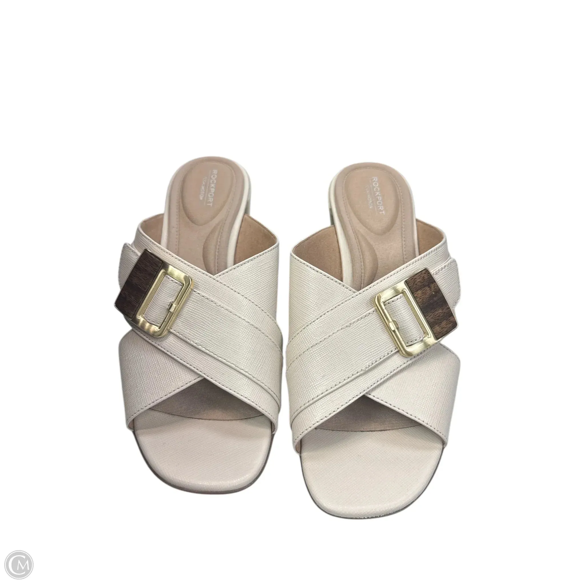 Sandals Heels Block By Rockport In Cream, Size: 6