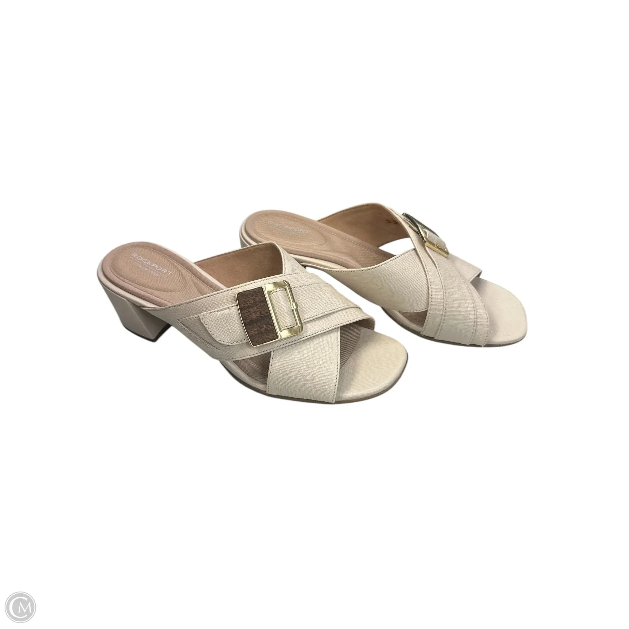 Sandals Heels Block By Rockport In Cream, Size: 6