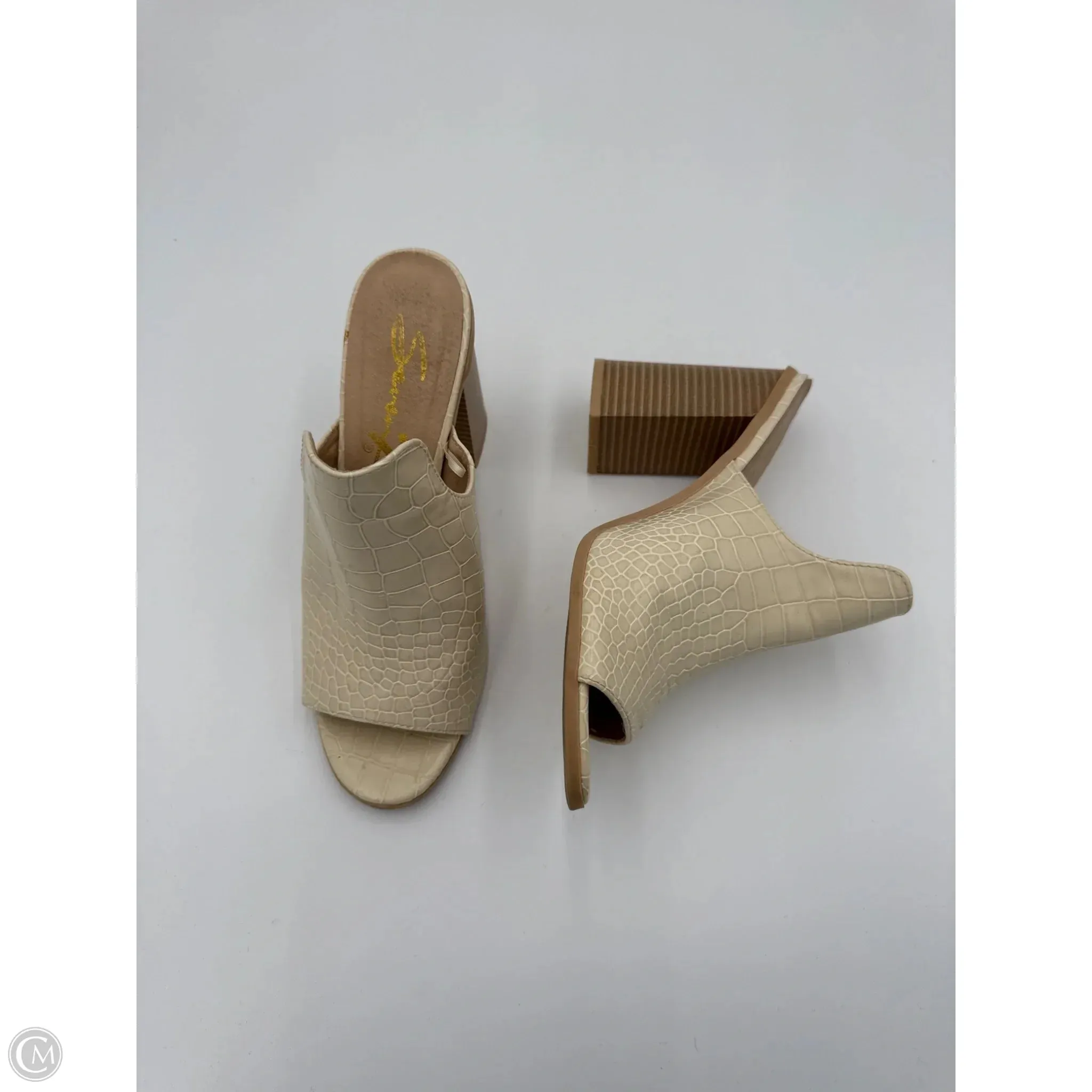Sandals Heels Block By Seven 7 In Cream, Size: 8.5