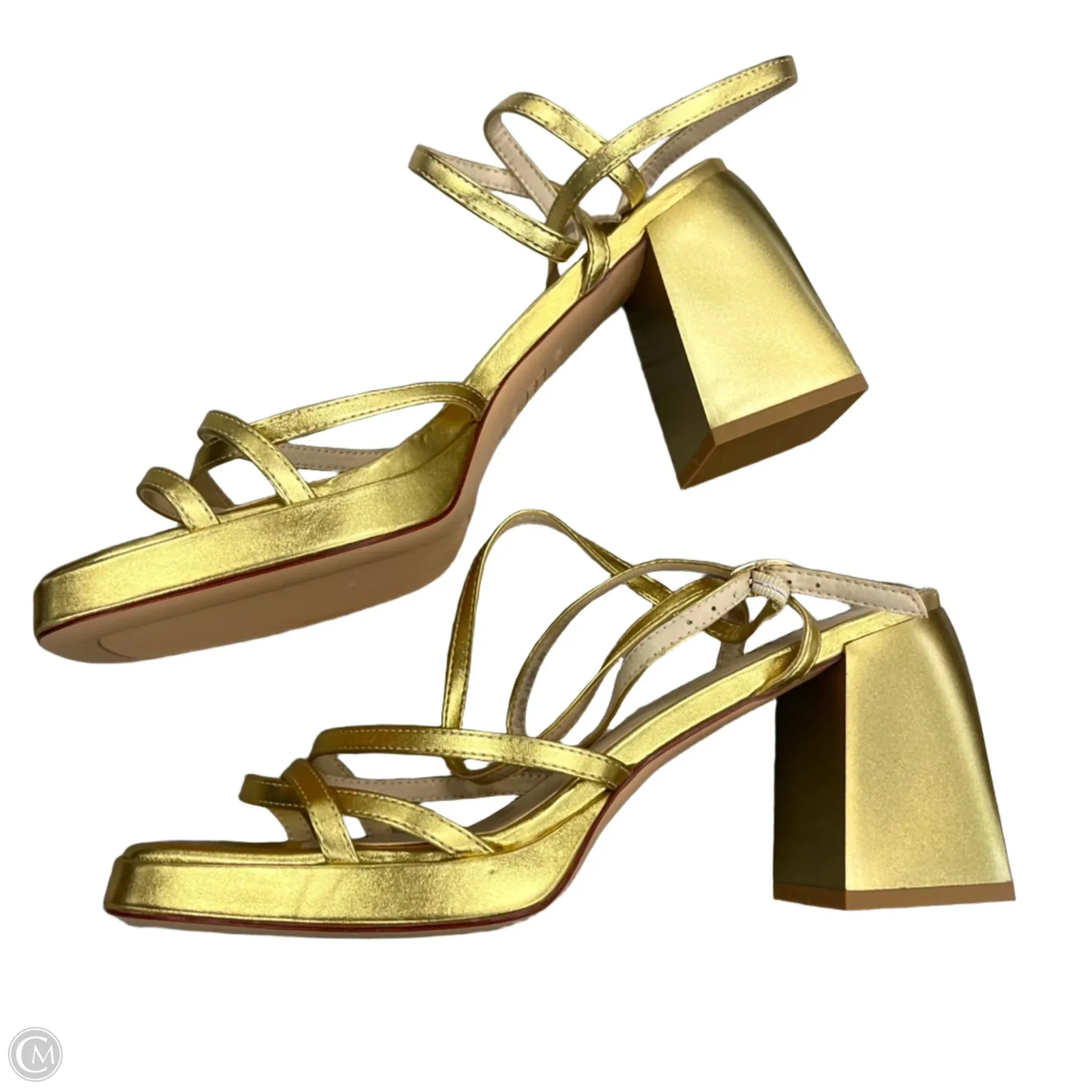 Sandals Heels Block By Shein In Gold, Size: 11
