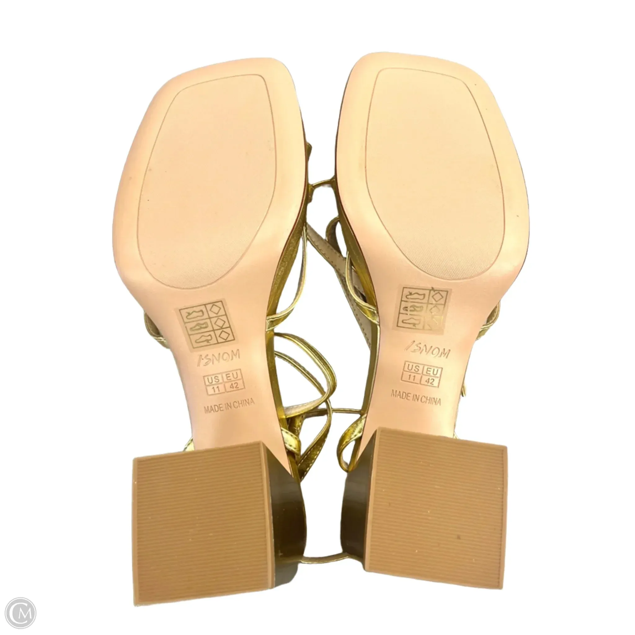 Sandals Heels Block By Shein In Gold, Size: 11