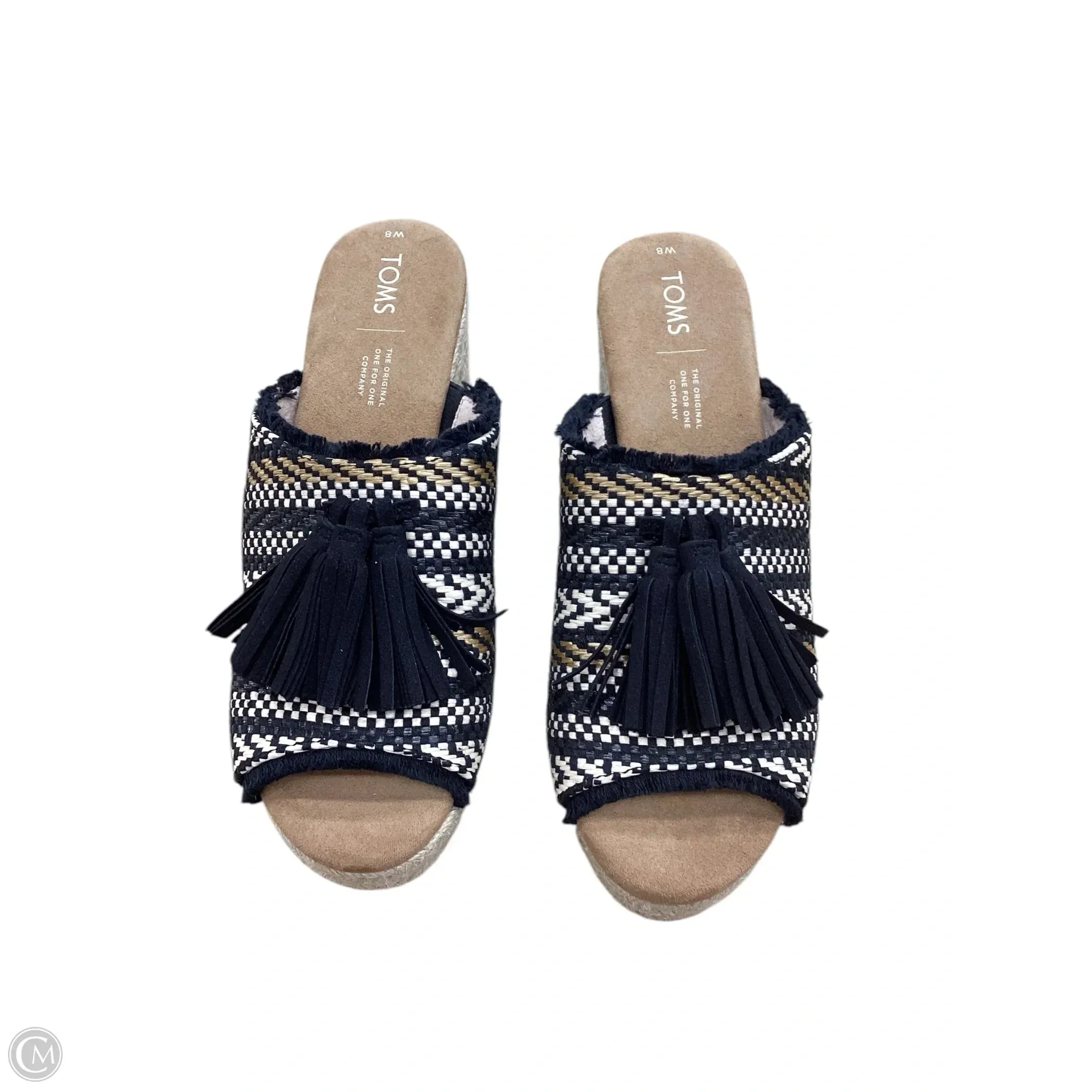 Sandals Heels Block By Toms In Black & Cream, Size: 8