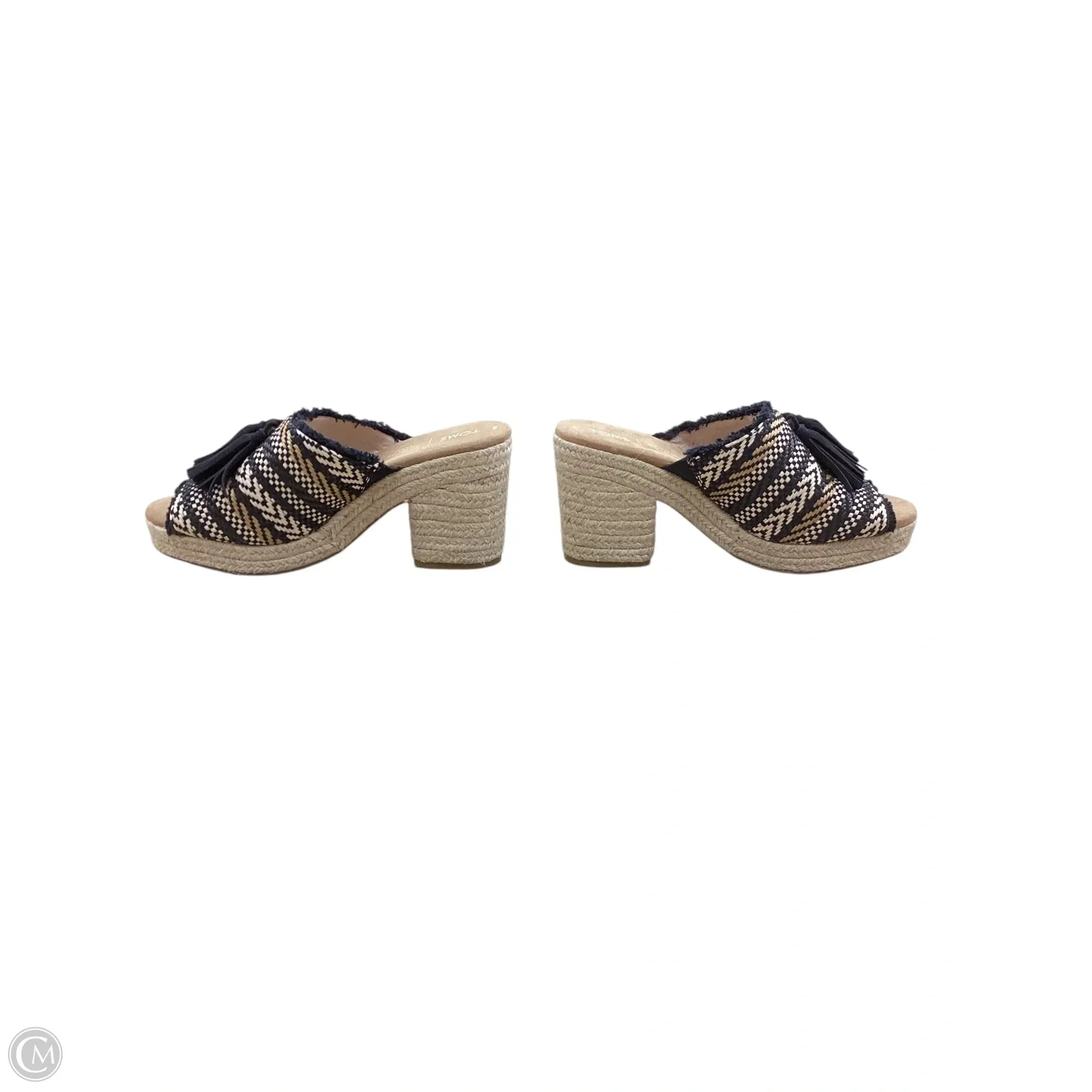 Sandals Heels Block By Toms In Black & Cream, Size: 8