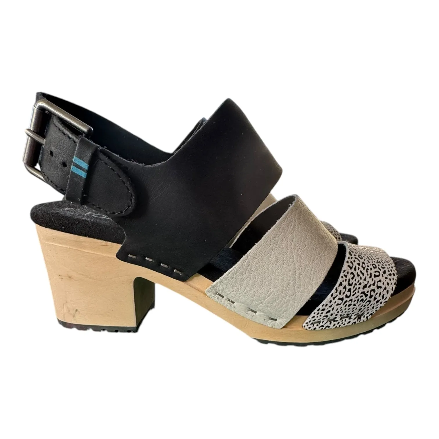 Sandals Heels Block By Toms In Black & White, Size:6