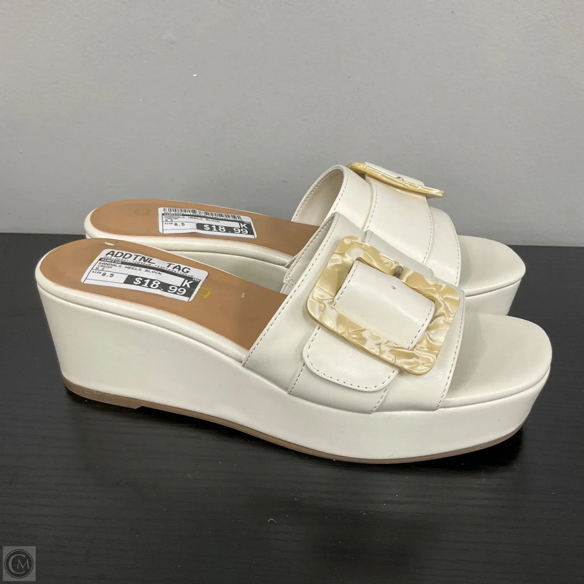 Sandals Heels Block By Unisa In Cream, Size: 8.5