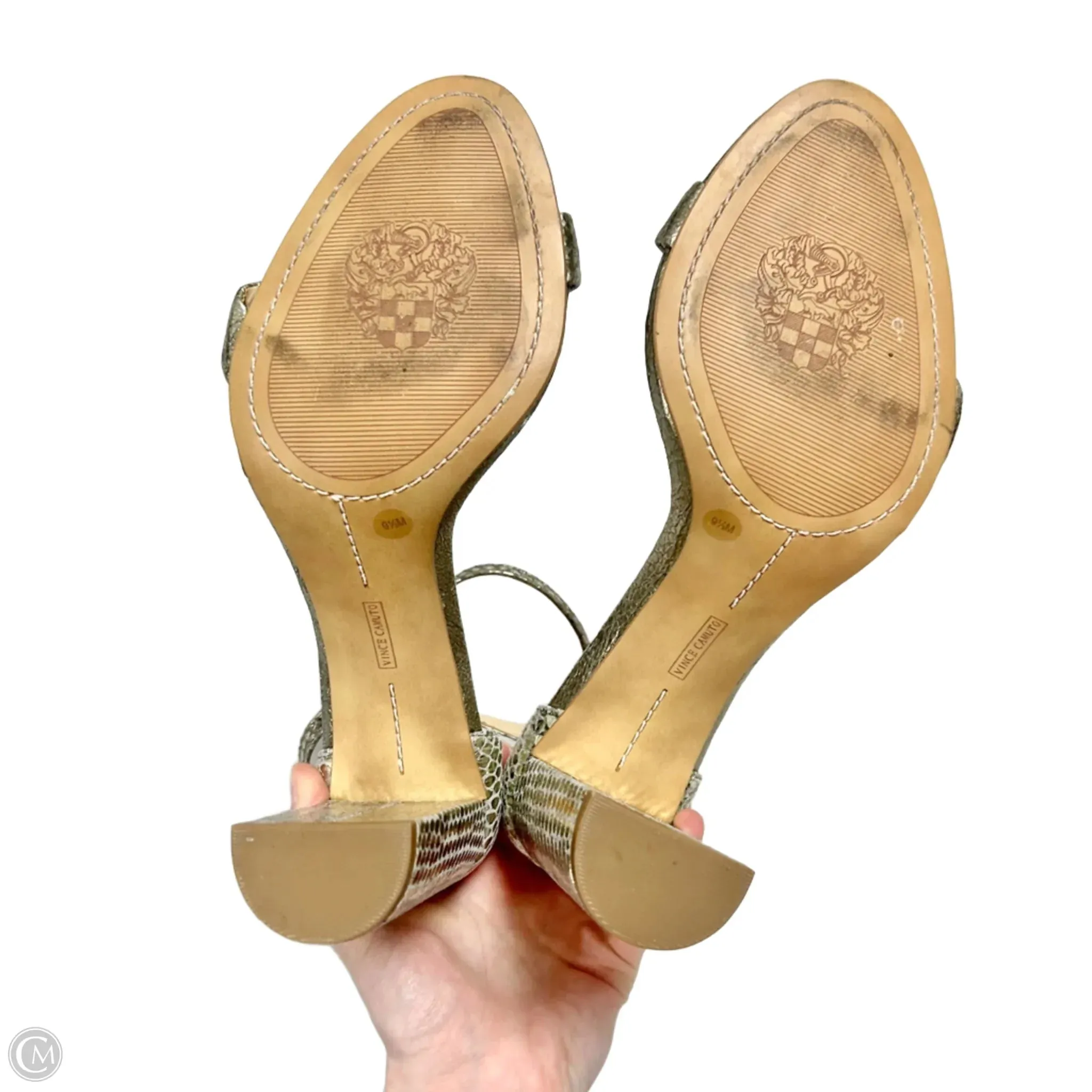Sandals Heels Block By Vince Camuto In Gold, Size: 9.5