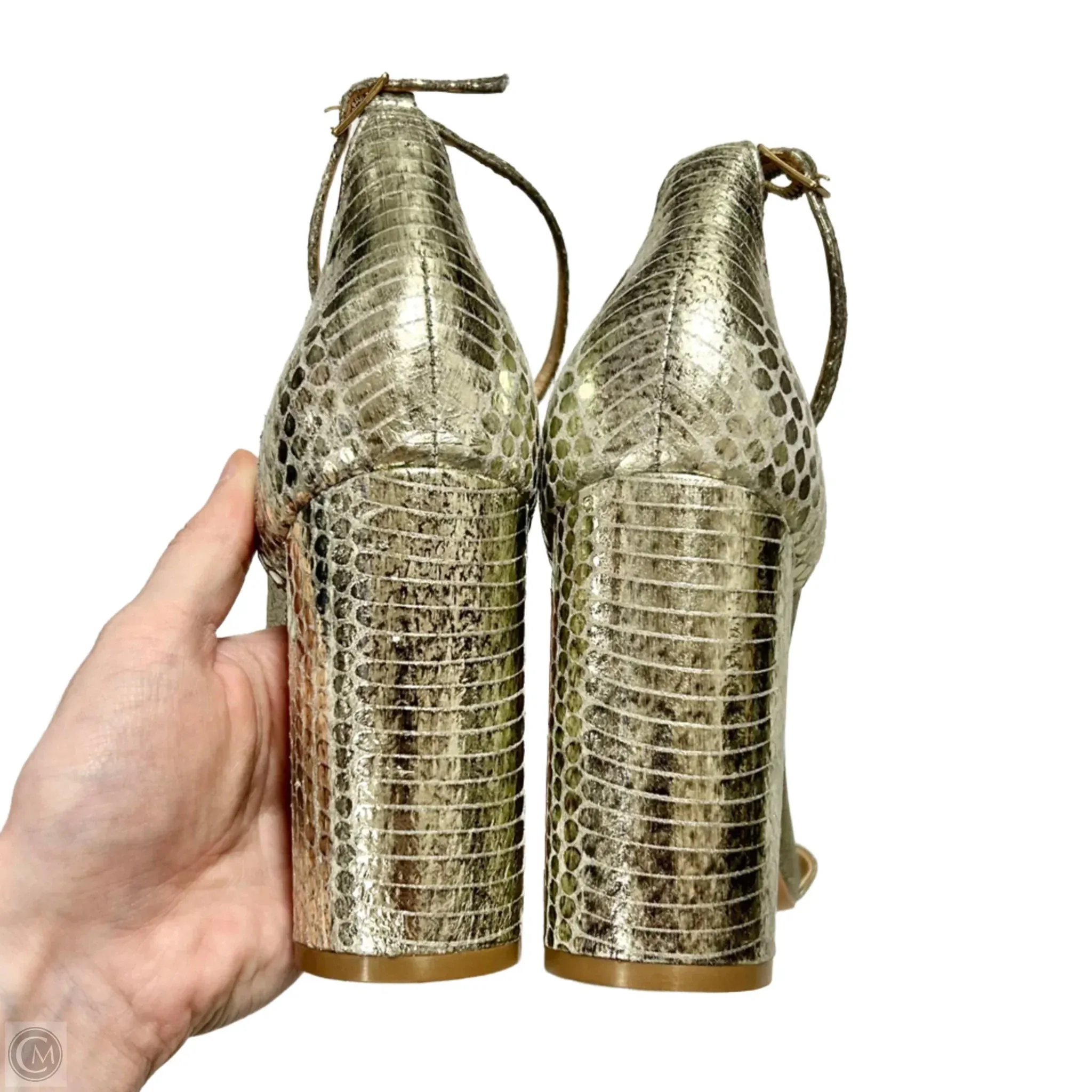 Sandals Heels Block By Vince Camuto In Gold, Size: 9.5