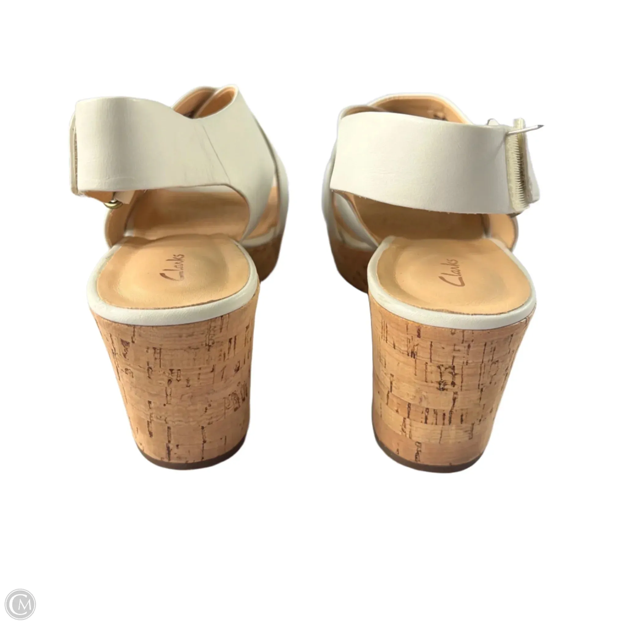 Sandals Heels Platform By Clarks In White, Size: 9