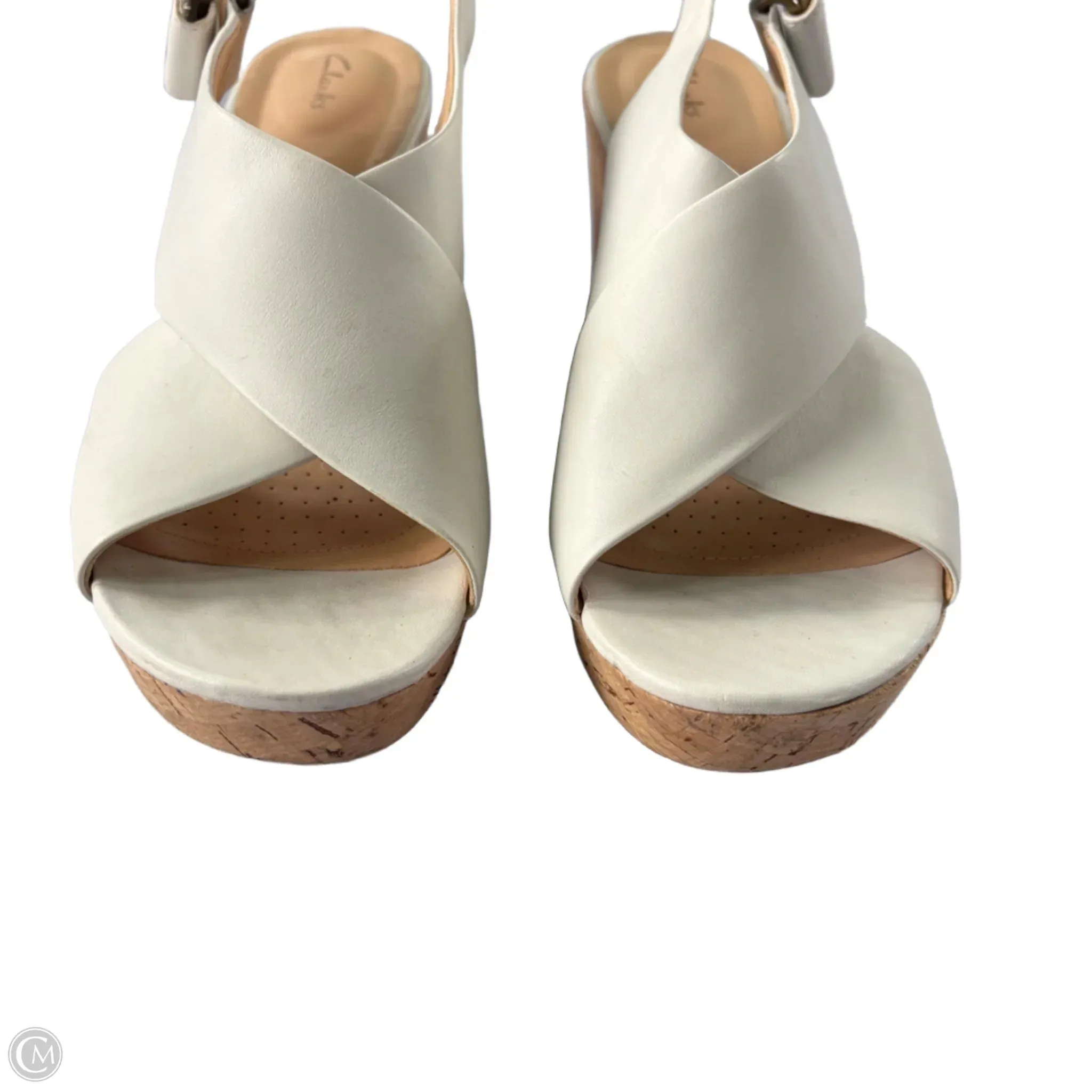 Sandals Heels Platform By Clarks In White, Size: 9