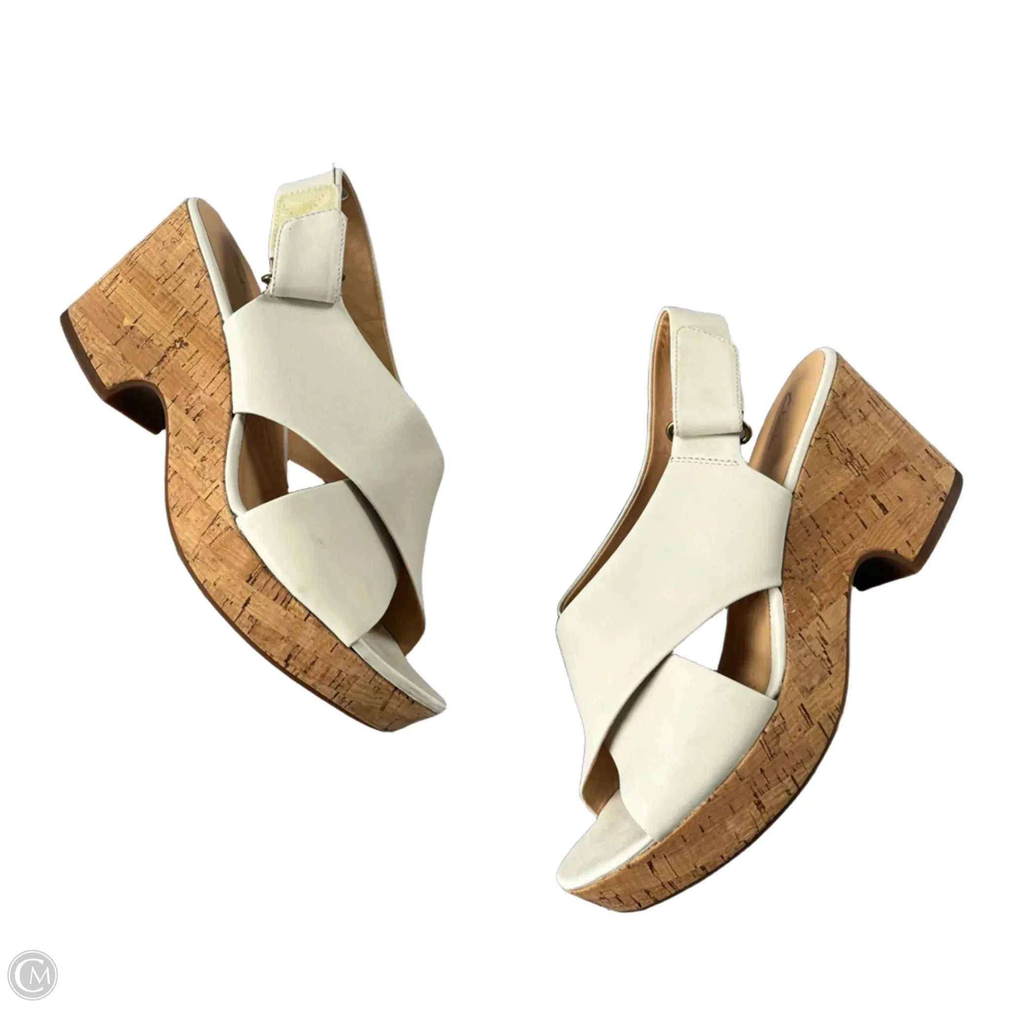 Sandals Heels Platform By Clarks In White, Size: 9