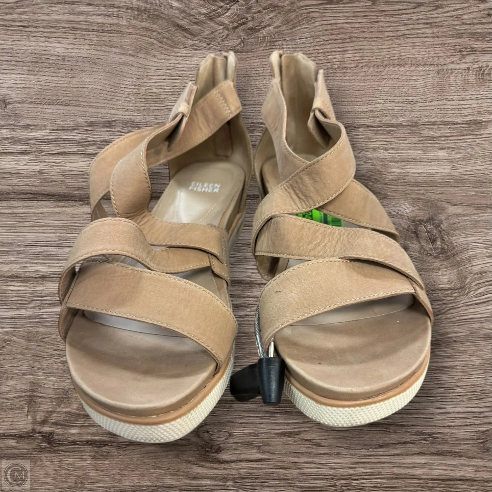 Sandals Heels Platform By Eileen Fisher In Tan, Size: 9.5