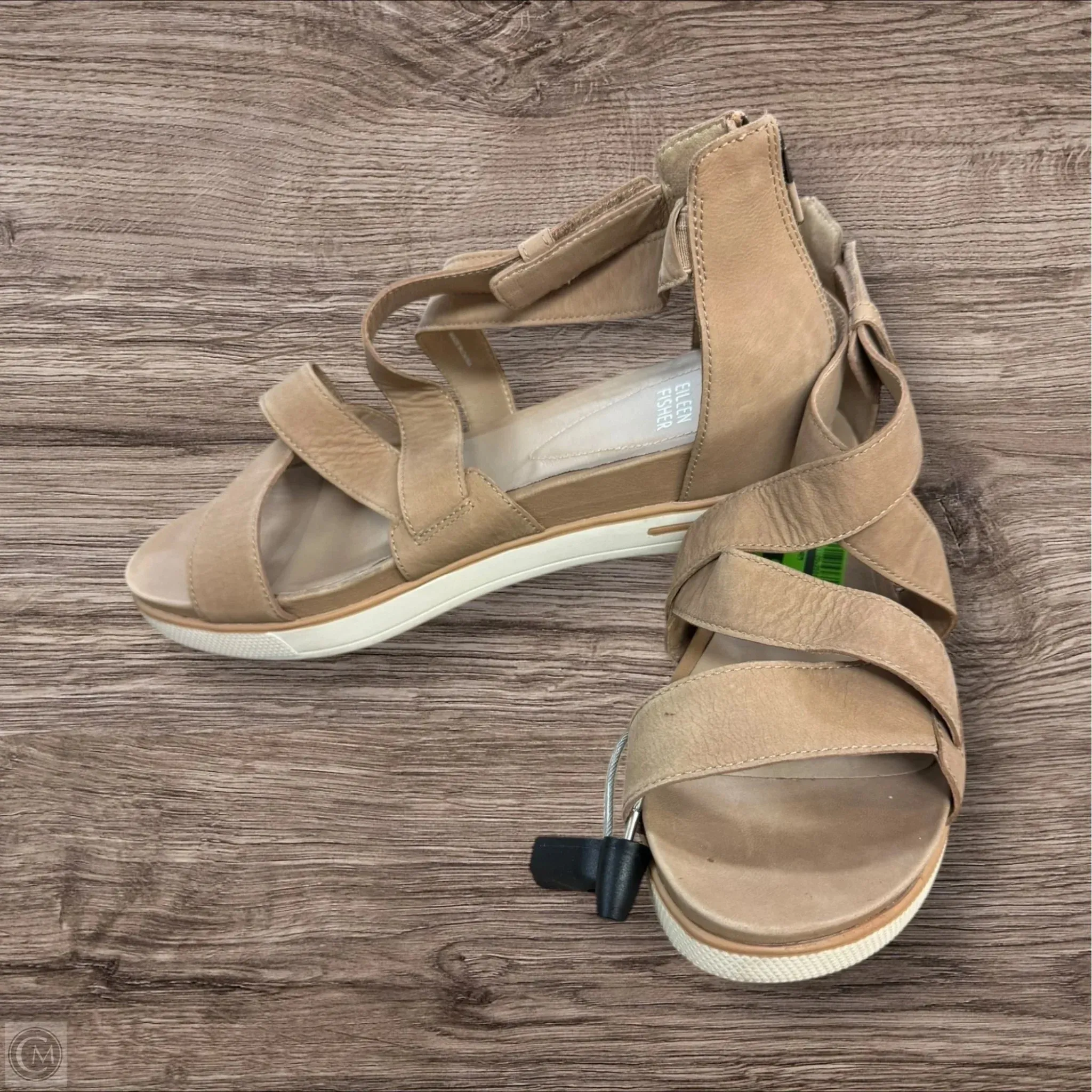 Sandals Heels Platform By Eileen Fisher In Tan, Size: 9.5
