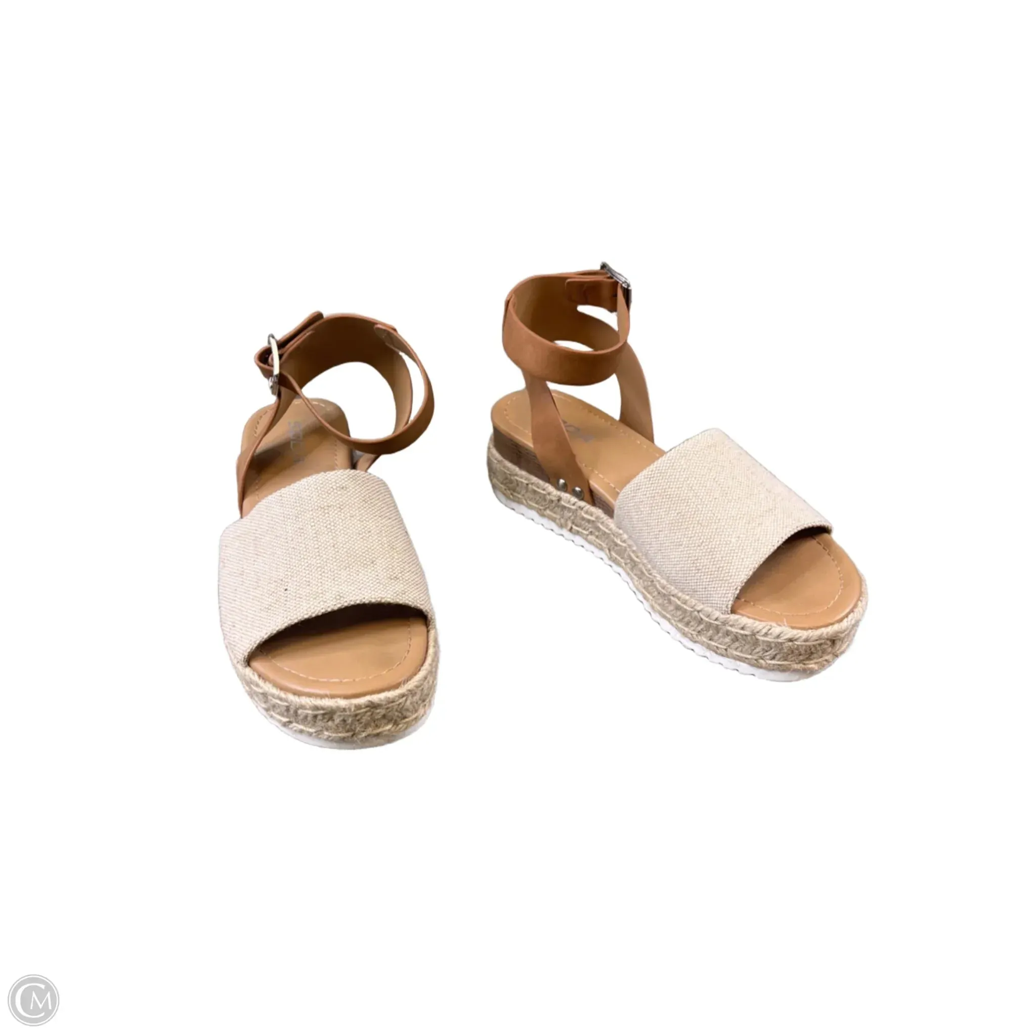 Sandals Heels Platform By Soda In Tan, Size: 7