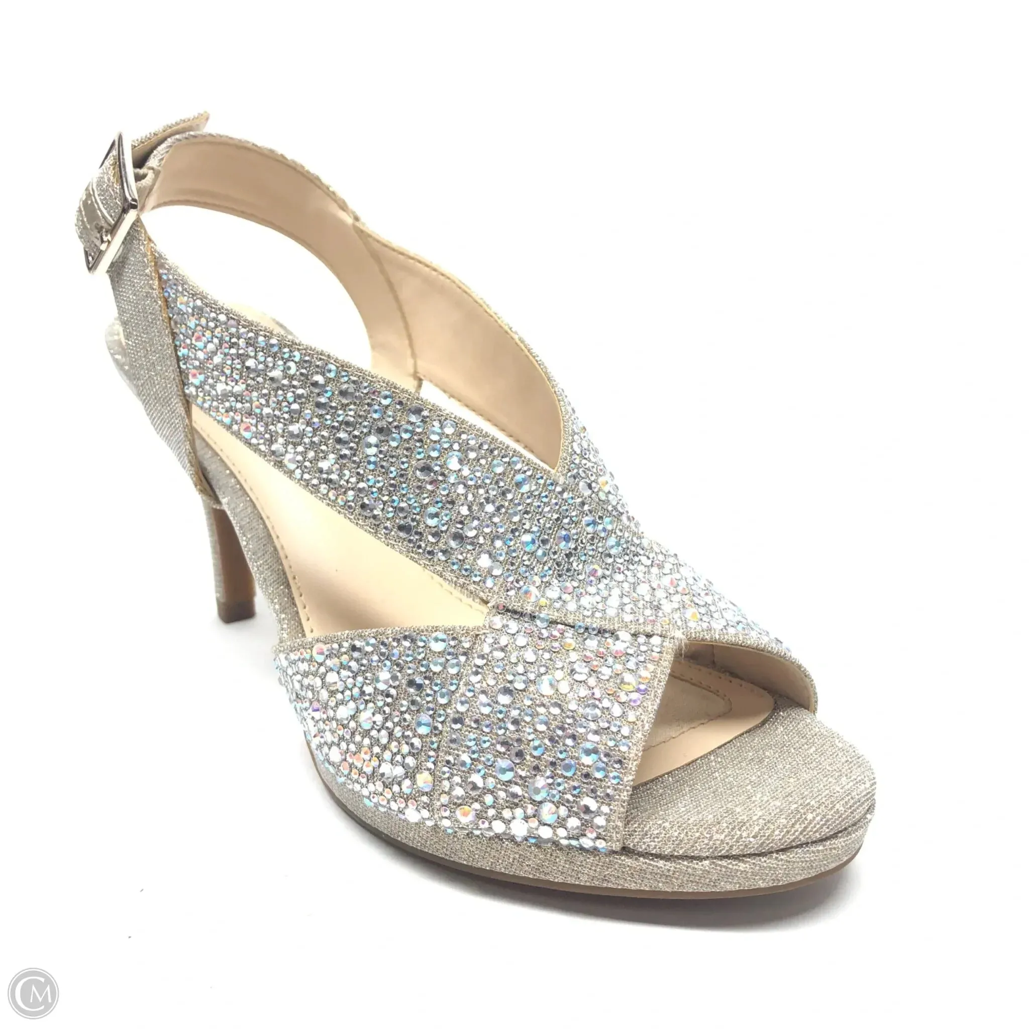 Sandals Heels Stiletto By Alex Marie In Silver, Size: 7.5