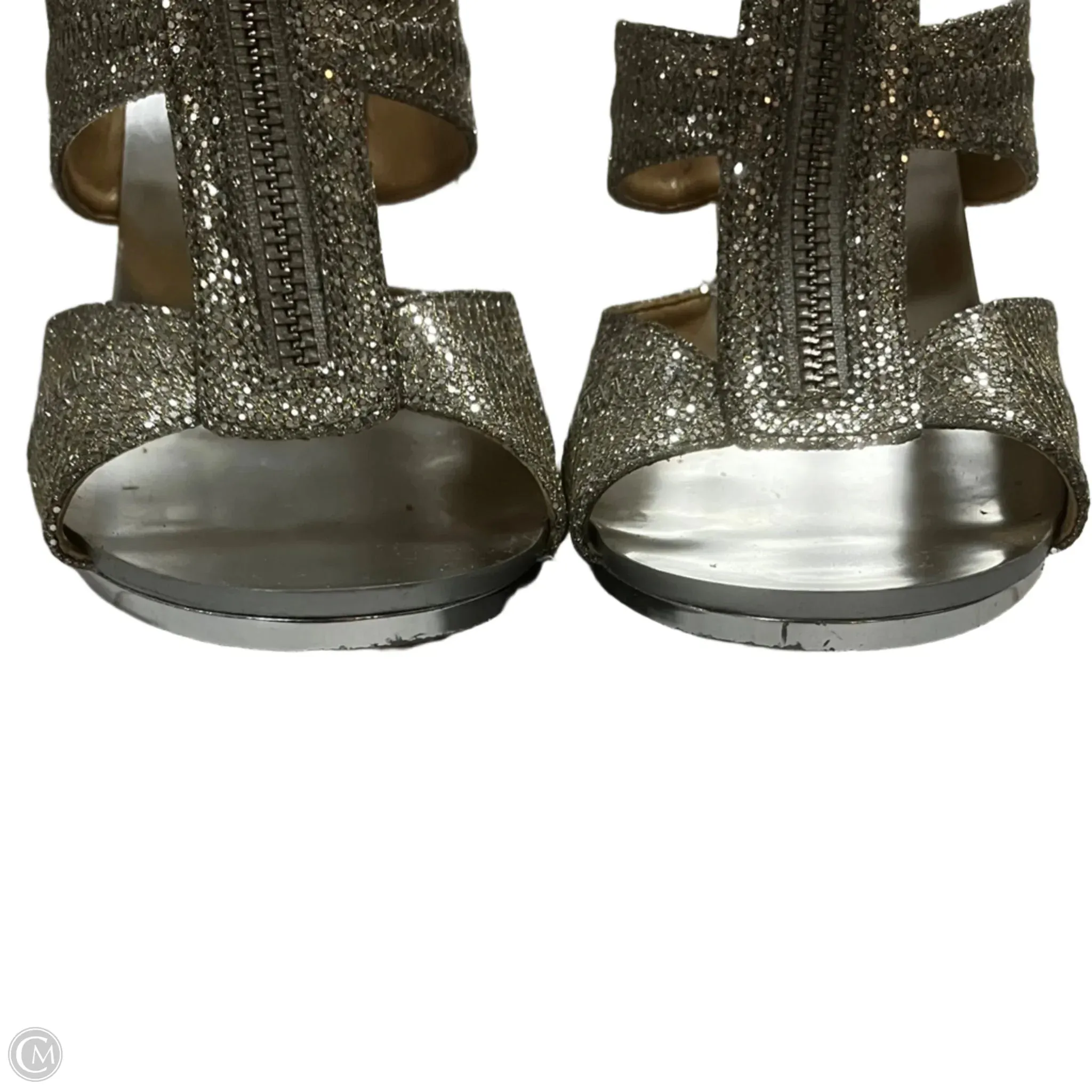 Sandals Heels Stiletto By Michael By Michael Kors In Silver, Size: 8.5