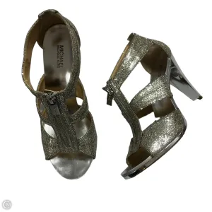 Sandals Heels Stiletto By Michael By Michael Kors In Silver, Size: 8.5