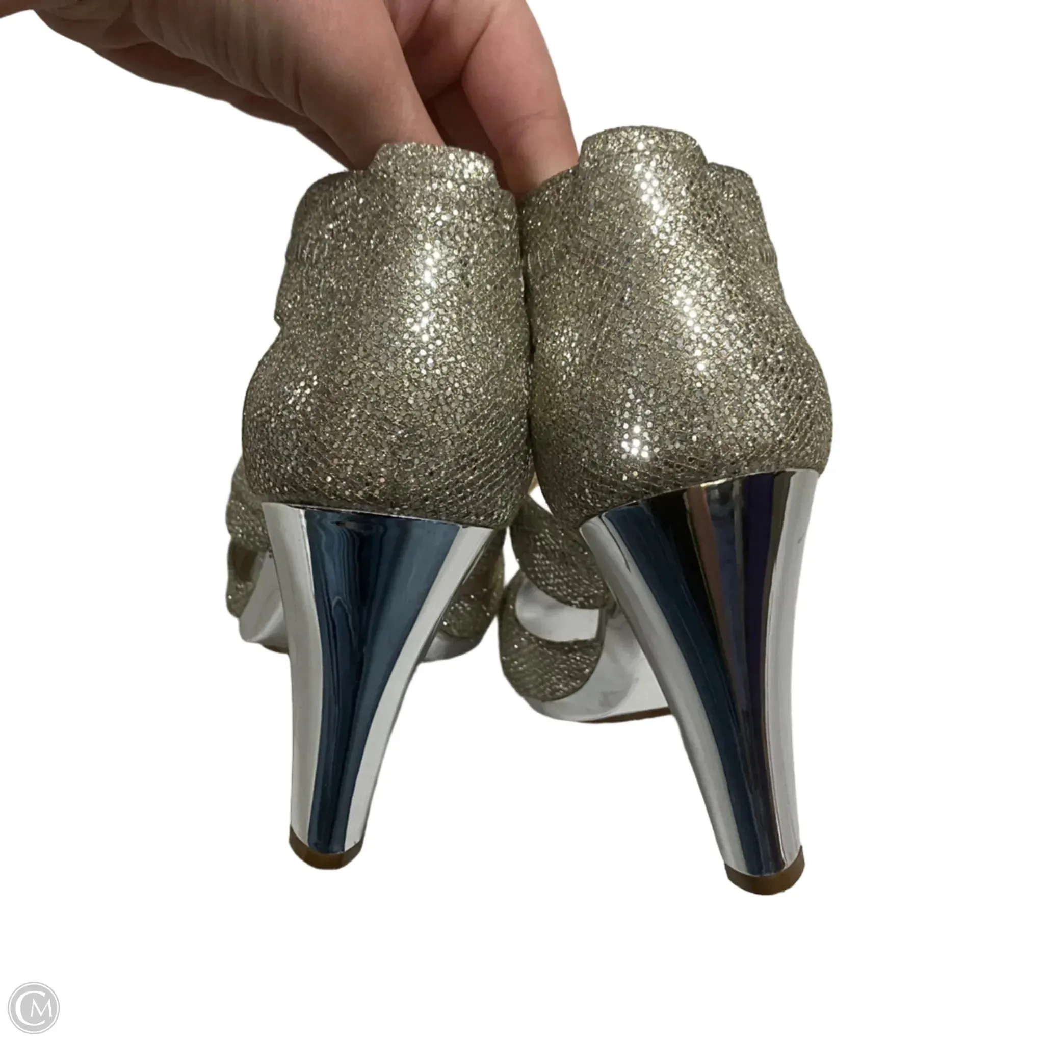 Sandals Heels Stiletto By Michael By Michael Kors In Silver, Size: 8.5