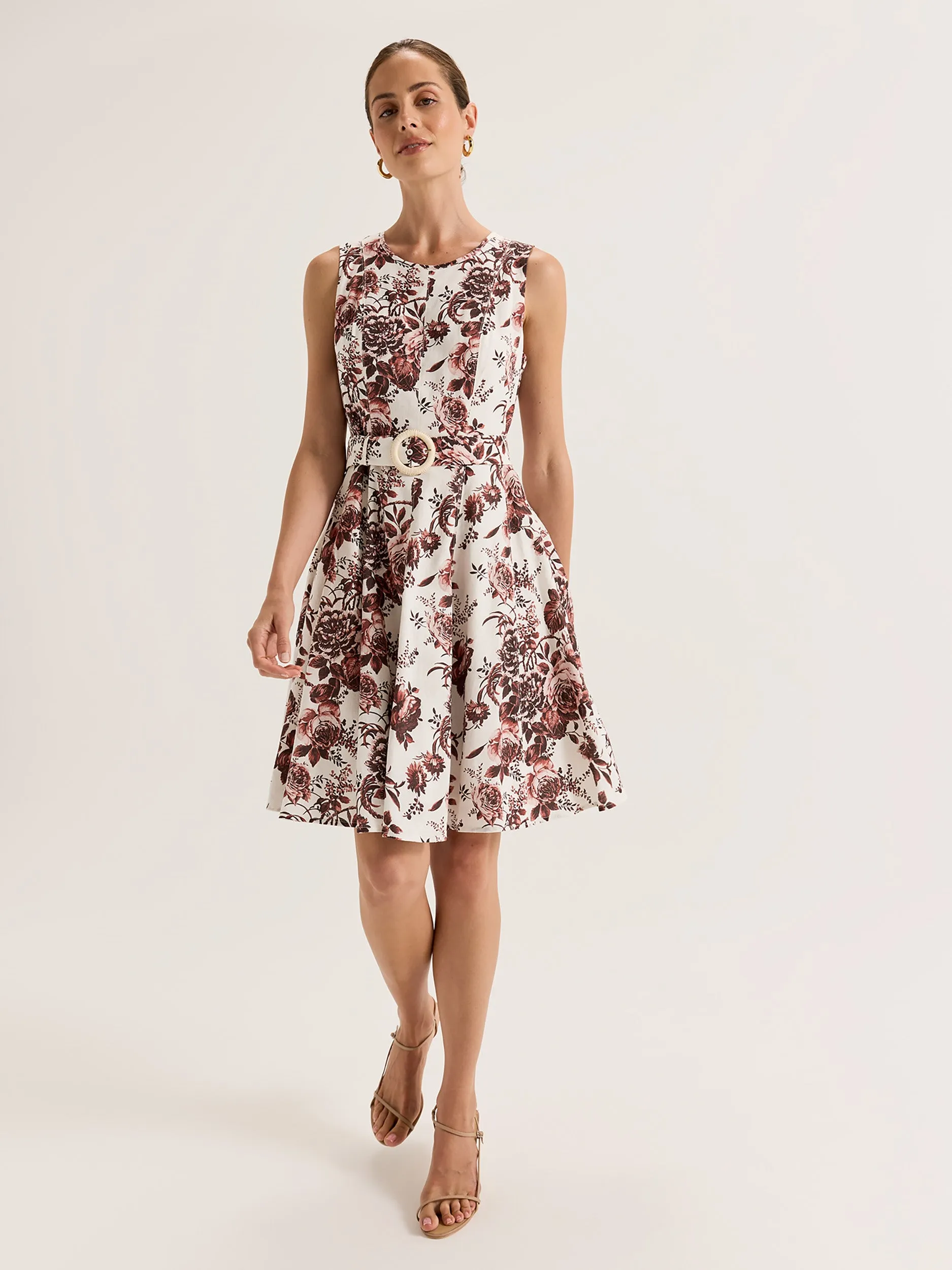 Sepia Bloom Mini Dress