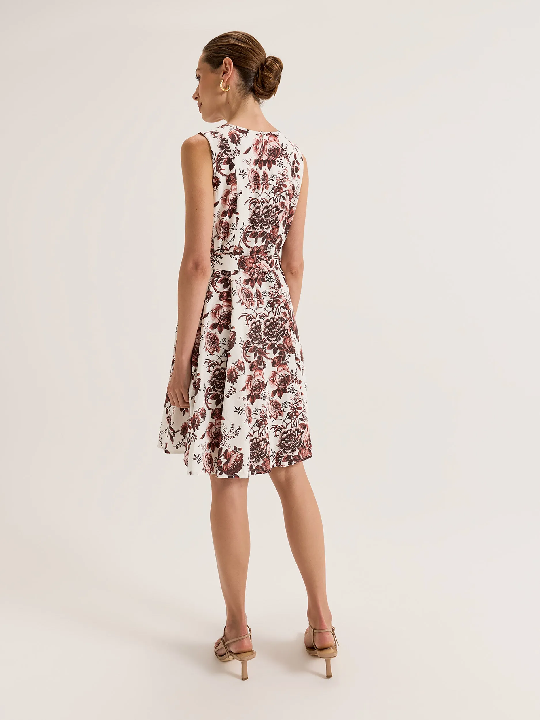 Sepia Bloom Mini Dress