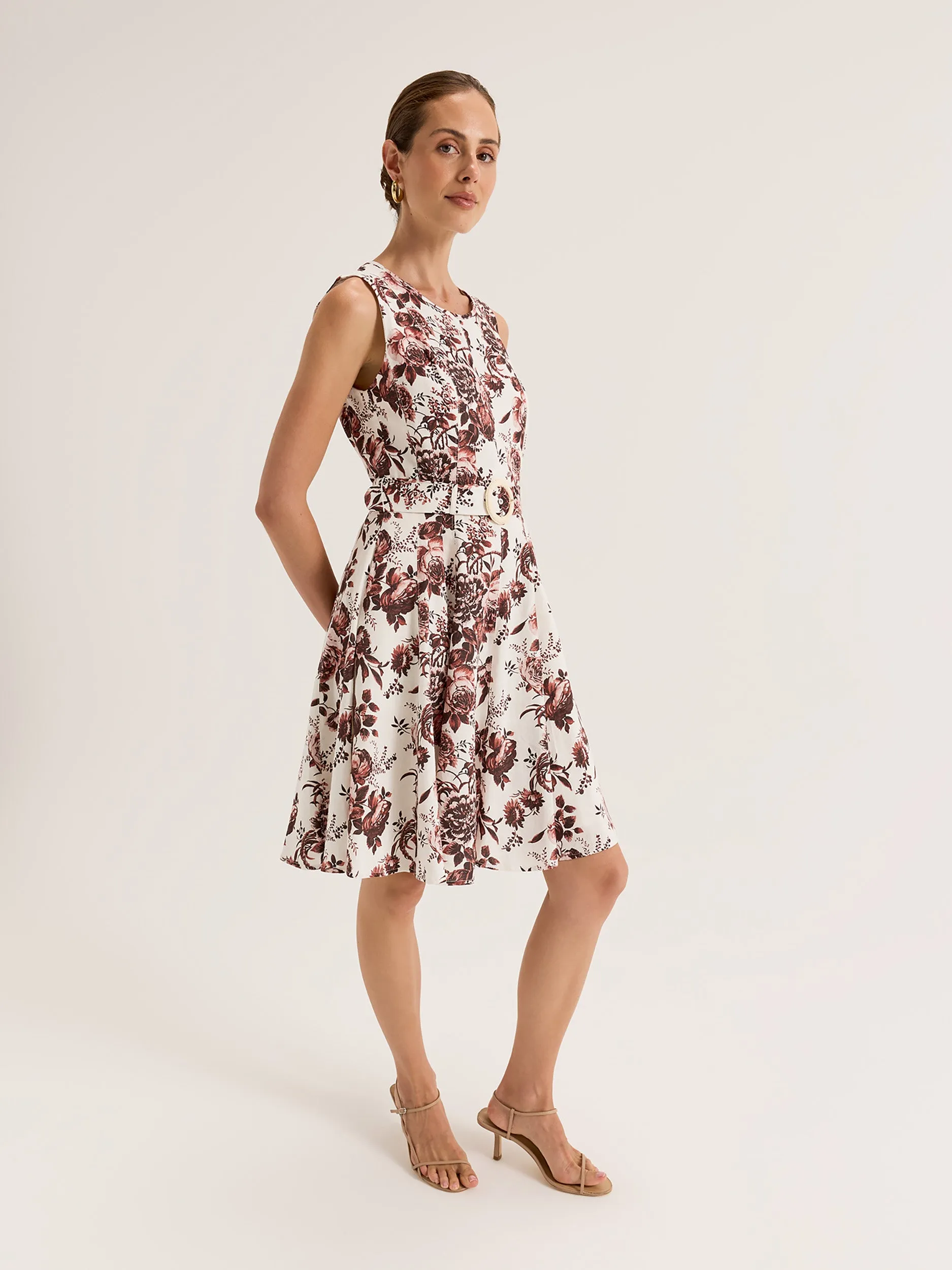 Sepia Bloom Mini Dress