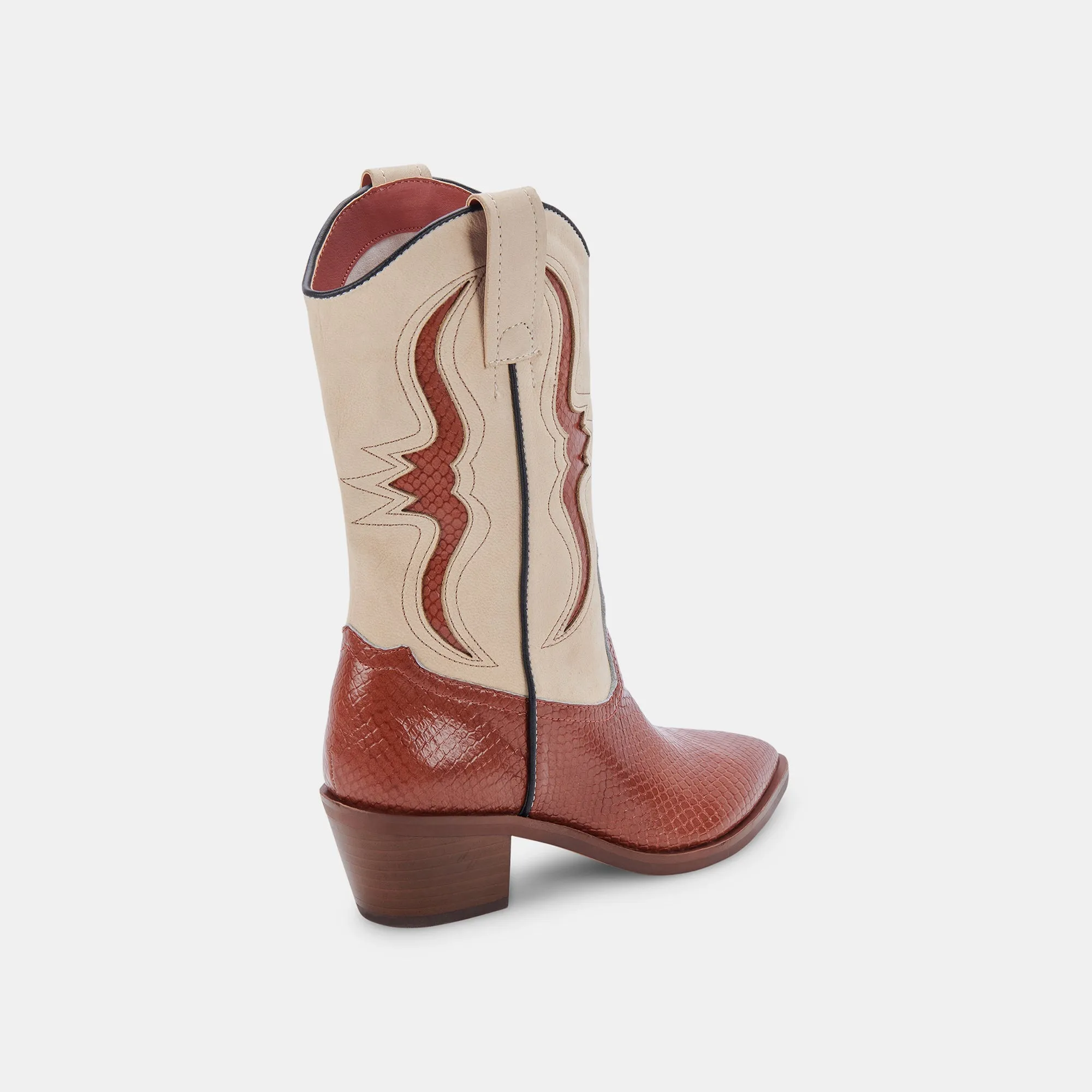 SUZZY BOOTS BROWN EMBOSSED LEATHER - re:vita