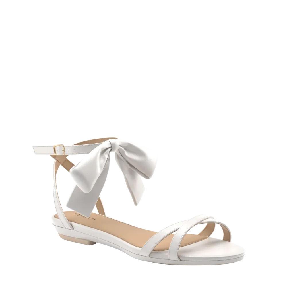 The Brynn White Satin Bow   Stiletto Heel Kit 3 White - FINAL SALE