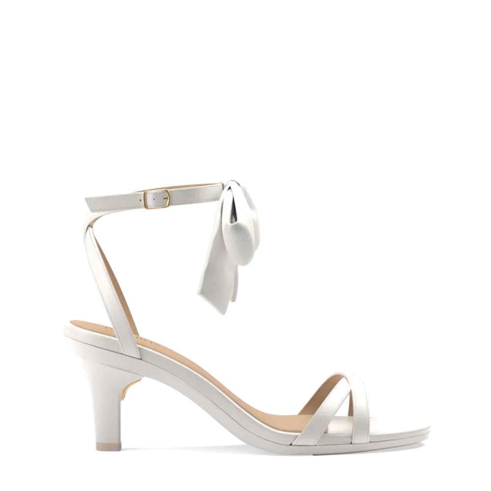 The Brynn White Satin Bow   Stiletto Heel Kit 3 White - FINAL SALE