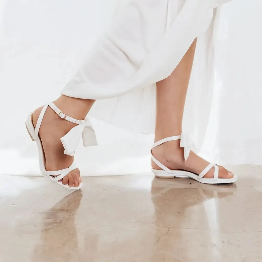 The Brynn White Satin Bow   Stiletto Heel Kit 3 White - FINAL SALE