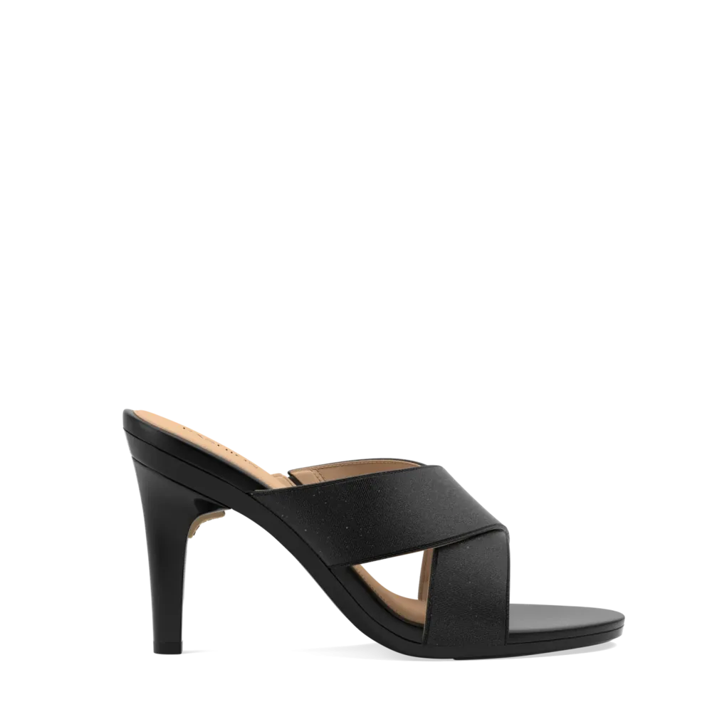 The Crissy Cross Slide - Coal Knit 4 Stiletto - FINAL SALE