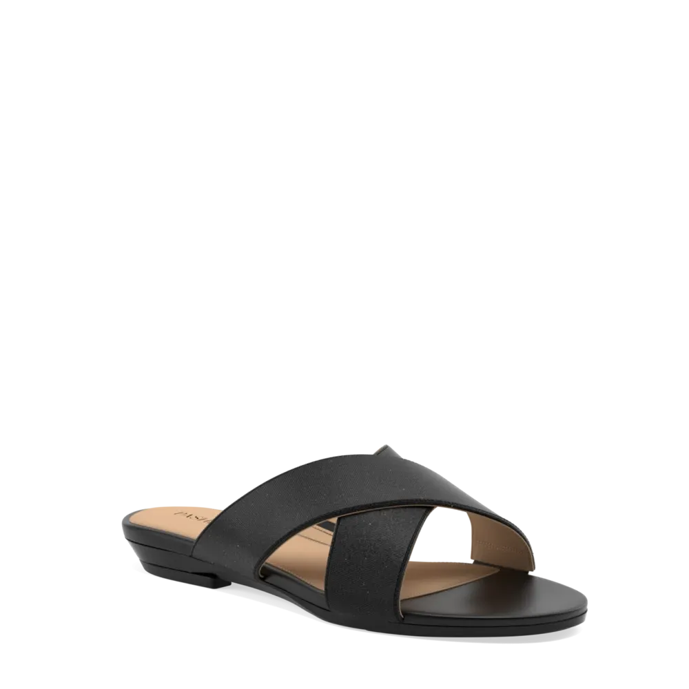 The Crissy Cross Slide - Coal Knit 4 Stiletto - FINAL SALE