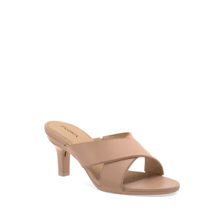 The Crissy Cross Slide - Latte Knit 3 Stiletto - FINAL SALE