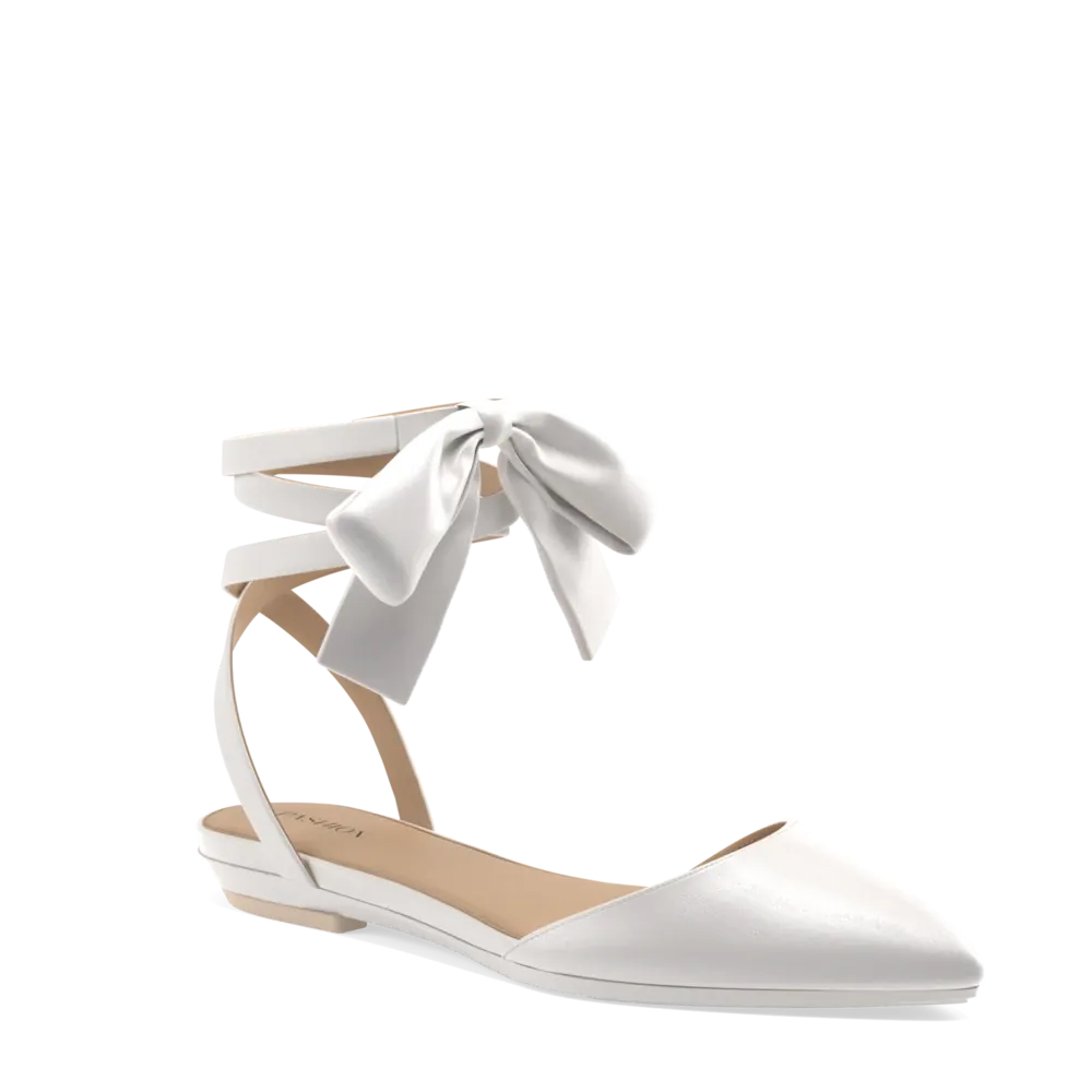 The D'Orsay - White Satin Bow   Stiletto Heel Kit 3 White - FINAL SALE