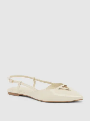 White Bemas Sling Back Flats